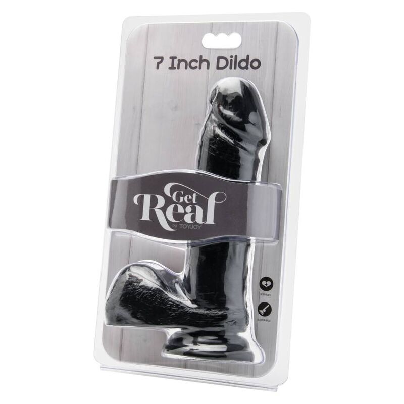 GET REAL - DILDO 18 CM CON TESTÍCULOS NEGRO