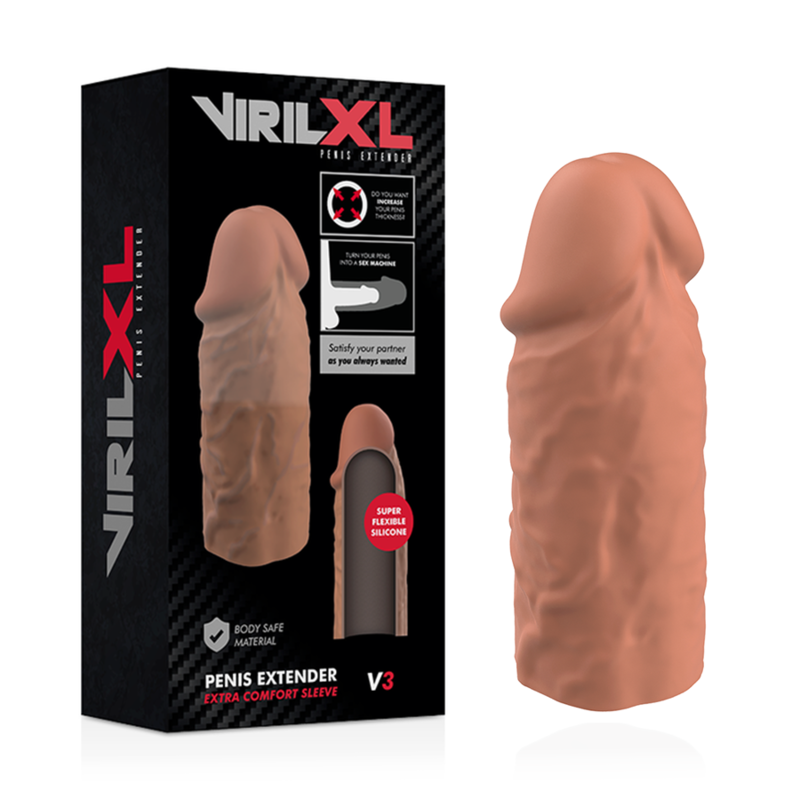 VIRILXL - EXTENSIÓN DE PENE LIQUID SILICONE V3 MARRÓN