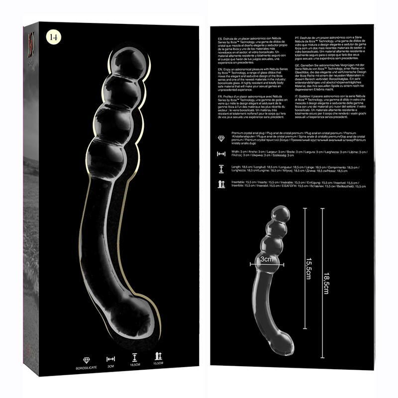 NEBULA SERIES BY IBIZA - MODELO 14 DILDO CRISTAL TRANSPARENTE 18.5 CM -O- 3 CM