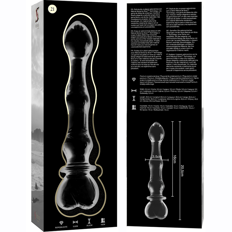 NEBULA SERIES BY IBIZA - MODELO 21 DILDO CRISTAL TRANSPARENTE 20.5 CM -O- 3.5 CM