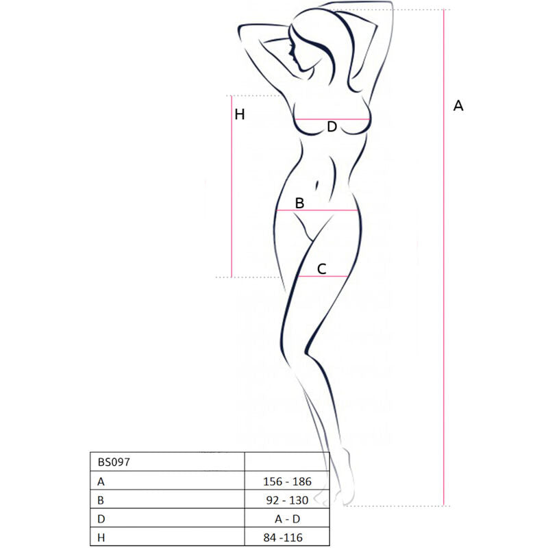 PASSION - BS097 BODYSTOCKING NEGRO TALLA ÚNICA