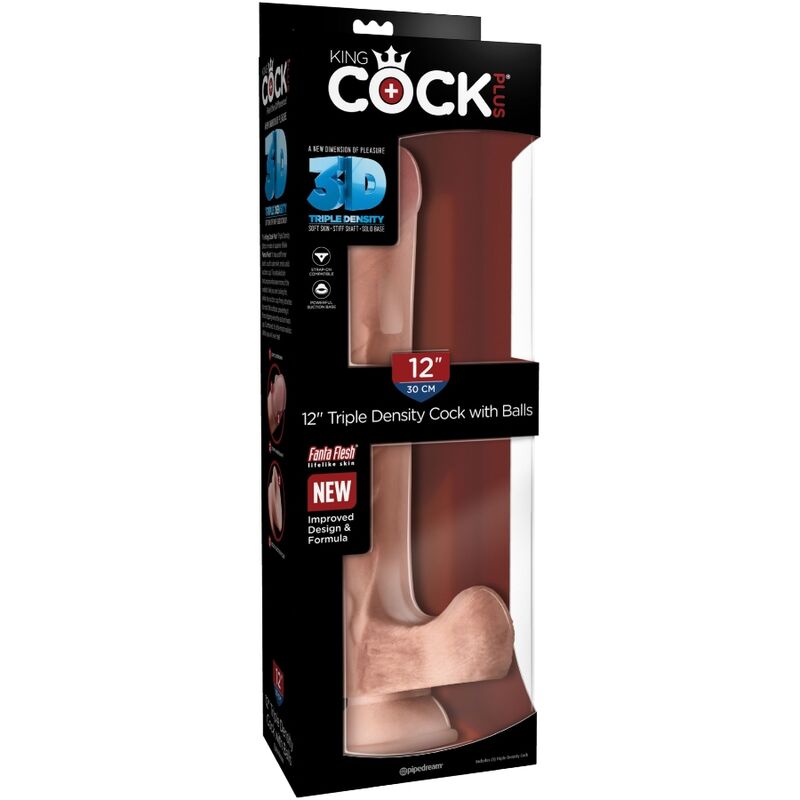 KING COCK - PENE REALÍSTICO 3D CON TESTÍCULOS 24.8 CM NATURAL
