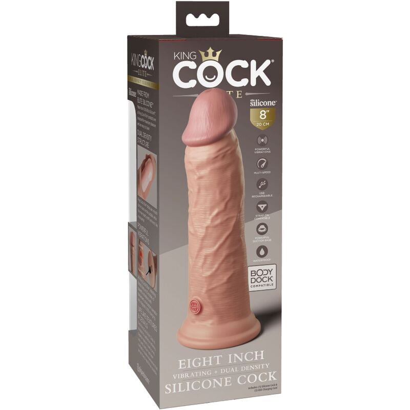 KING COCK - ÉLITE DILDO REALÍSTICO VIBRADOR & SILICONA 20.3 CM