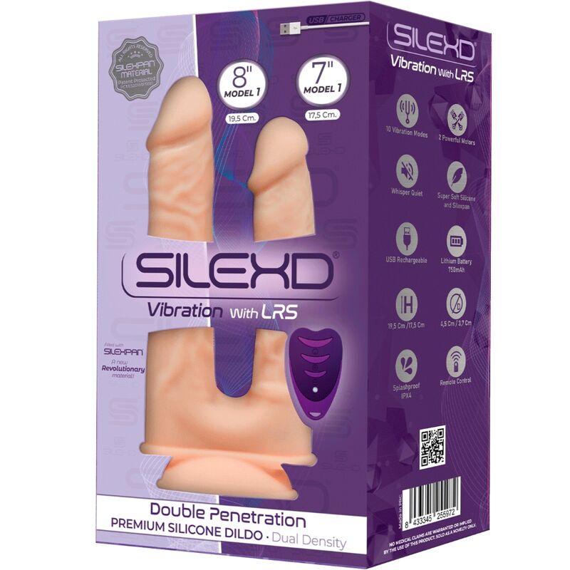 SILEXD - MODELO 1 PENE REALÍSTICO DOBLE PENETRACION VIBRADOR SILICONA PREMIUM SILEXPAN CONTROL REMOTO 17.5 / 19.5 CM