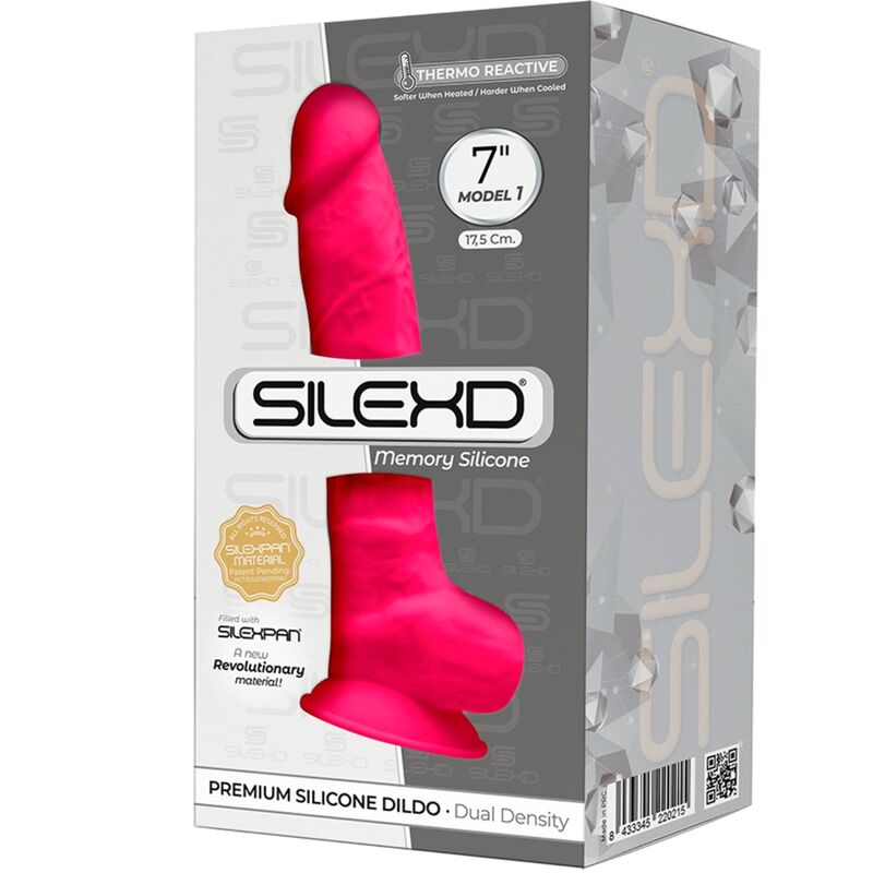 SILEXD - MODELO 1 PENE REALÍSTICO SILICONA PREMIUM SILEXPAN FUCSIA 17.5 CM