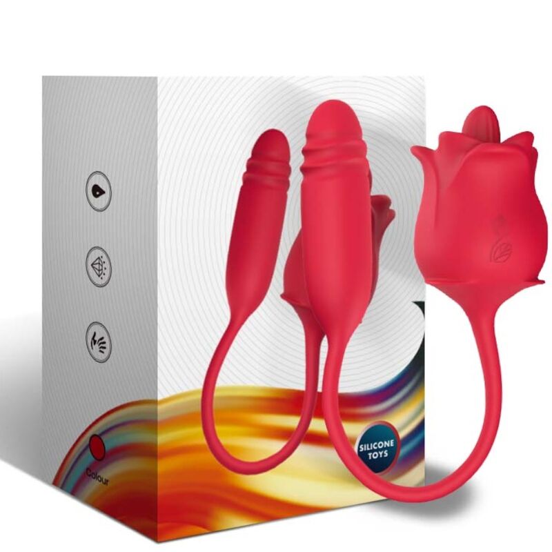 ARMONY - ROSA 3 EN 1, ESTIMULADOR, SUCCIONADOR Y UP&DOWN CON COLA ROJO
