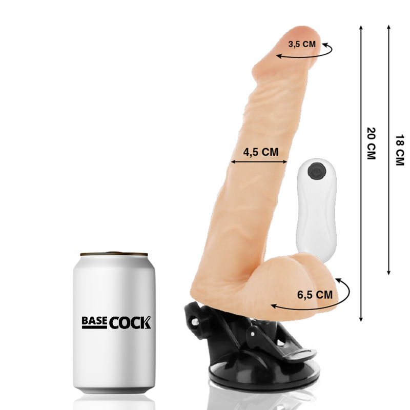 BASECOCK - VIBRADOR REALÍSTICO ARTICULABLE CONTROL REMOTO NATURAL 20 CM -O- 4.5 CM