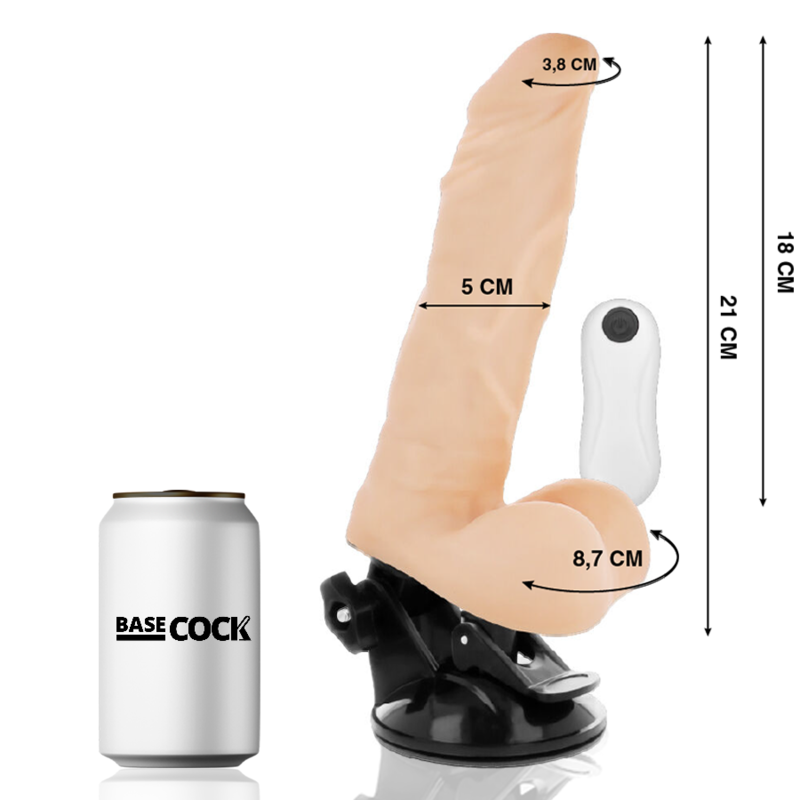 BASECOCK - VIBRADOR REALÍSTICO ARTICULABLE CONTROL REMOTO NATURAL 21 CM -O- 5 CM
