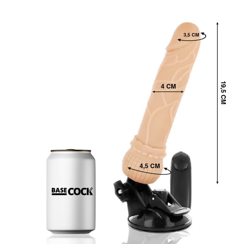 BASECOCK - VIBRADOR REALÍSTICO CONTROL REMOTO NATURAL 19.5 CM -O- 4 CM