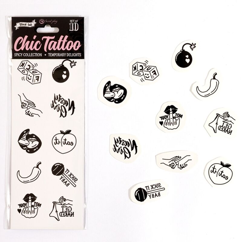 SECRETPLAY - SET DE 10 TATTOOS TEMPORALES SPICY COLLECTION