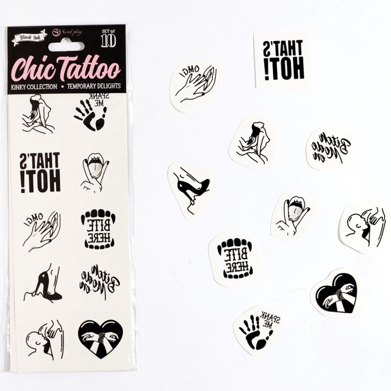 SECRETPLAY - SET DE 10 TATTOOS TEMPORALES KINKY COLLECTION