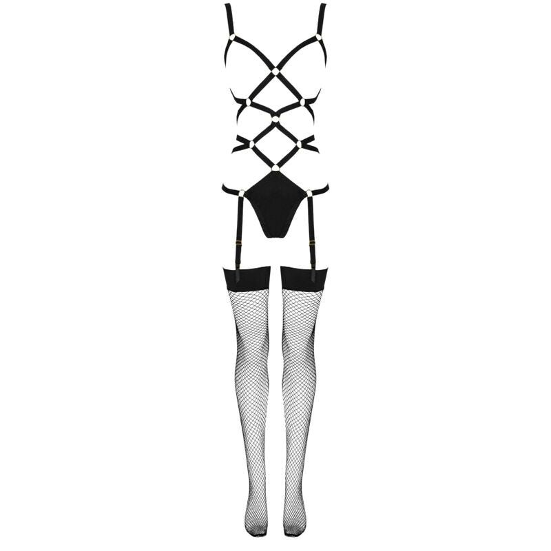 LIVCO CORSETTI FASHION - THIARA LC 20213 SET BODY + MEDIAS NEGRO S/M