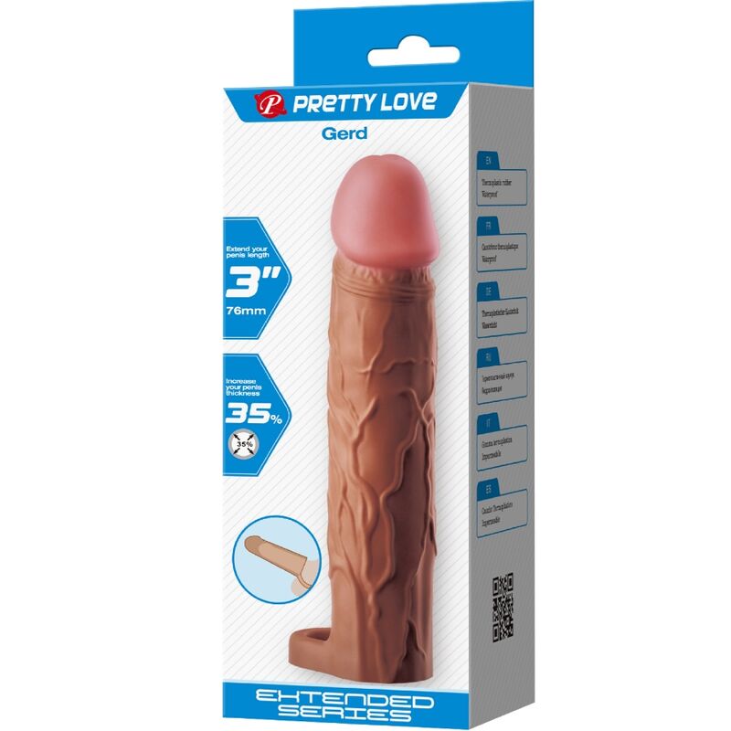 PRETTY LOVE - GERD FUNDA PARA PENE CON EXTENSIÓN DE 7.6 CM MULATO