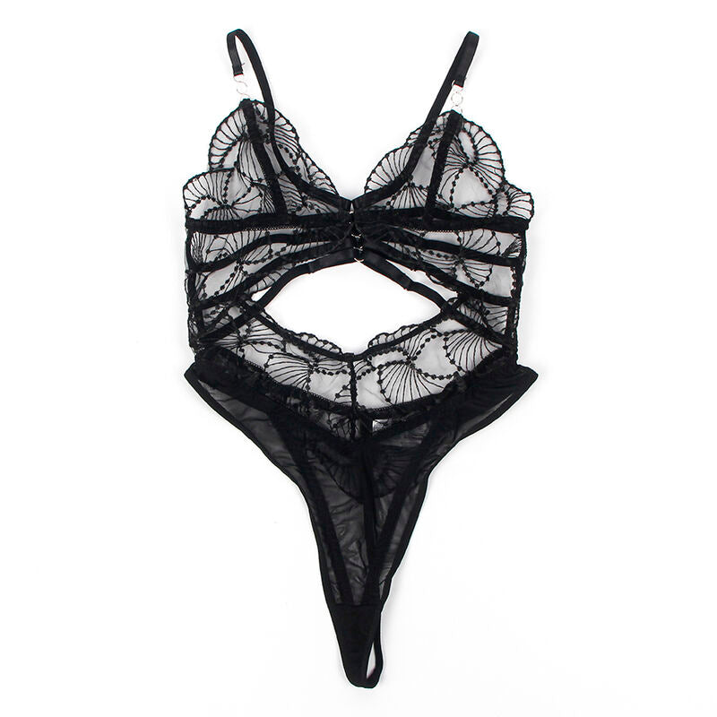 SUBBLIME - 955212 BODY TRANSPARENTE CON ENCAJE HUECO NEGRO S/M