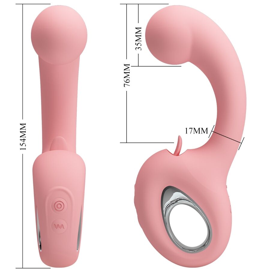 PRETTY LOVE - ERYNNYES VIBRADOR PUNTO G + ESTIMULADOR CLÍTORIS 10 VIBRACIONES ROSA