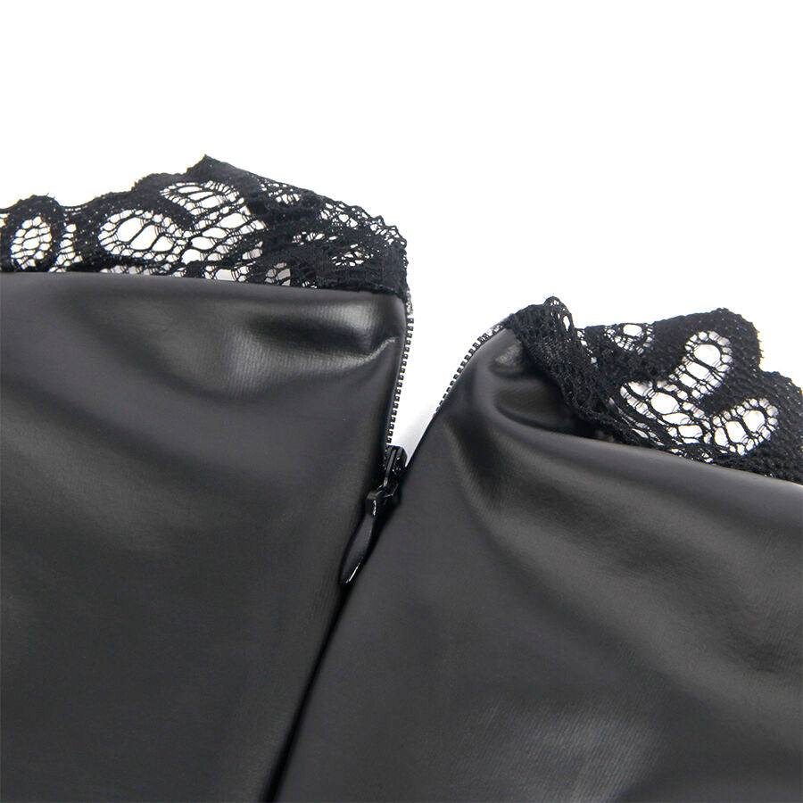 SUBBLIME - 957544 VESTIDO DE CUERO CON CUELLO DE ENCAJE NEGRO S/M