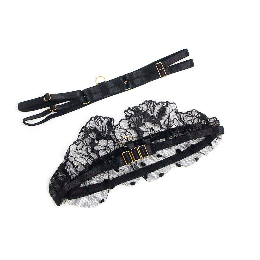 SUBBLIME - 957483 CONJUNTO SUJETADOR Y LIGA DE ENCAJE NEGRO S/M