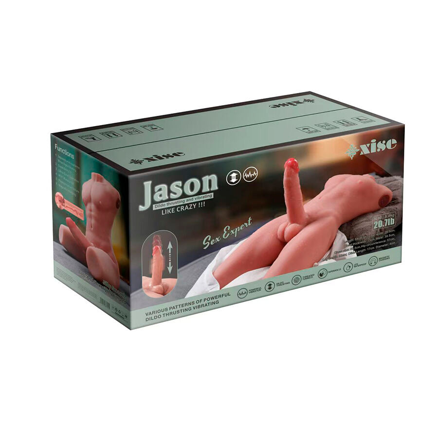 XISE - JASON HALF BODY TORSO REALÍSTICO MASCULINO CON THRUSTING Y VIBRACIÓN 55 CM