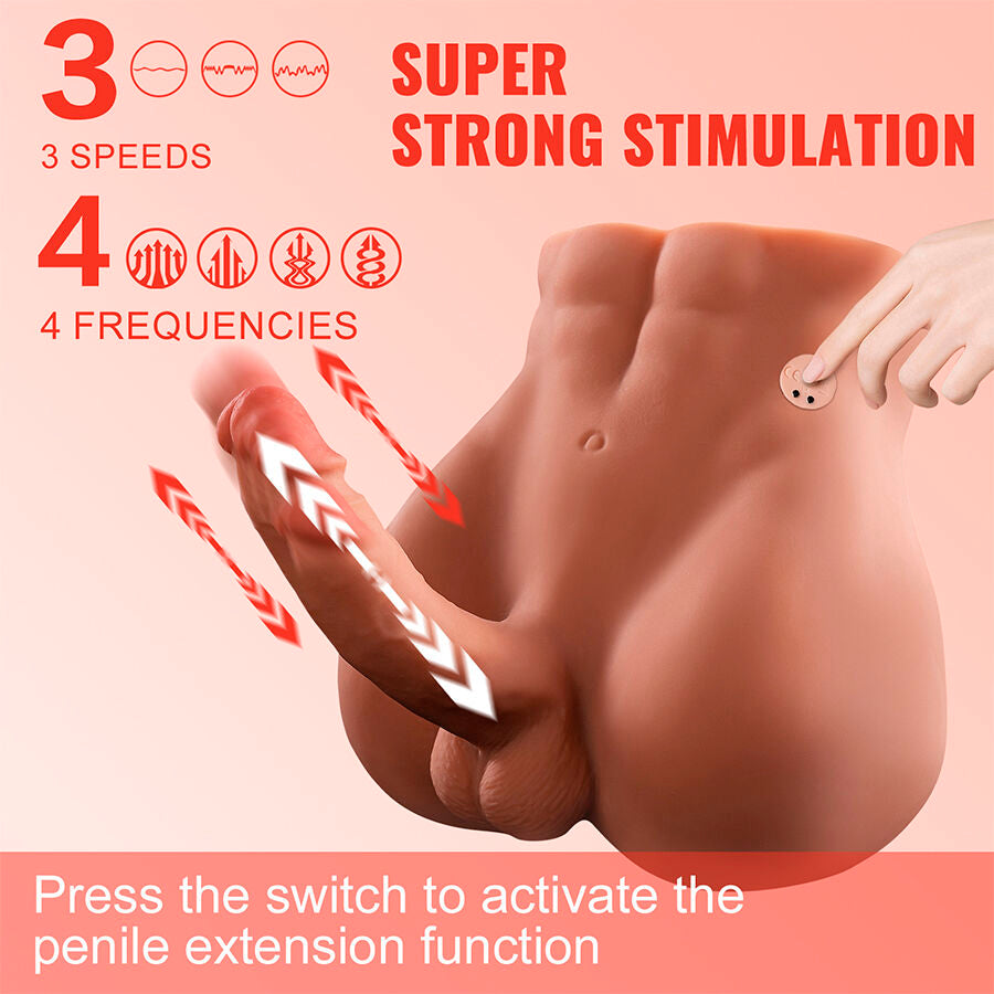 XISE - BERTLETT DILDO ASS MASTURBADOR DILDO Y ANO REALÍSTICO POSICIÓN FRONTAL CON THRUSTING 18 CM