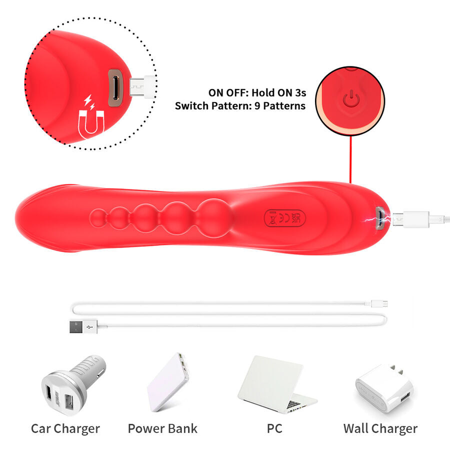 ARMONY - VIBRADOR ESTIMULADOR PUNTO G Y CLÍTORIS ROJO