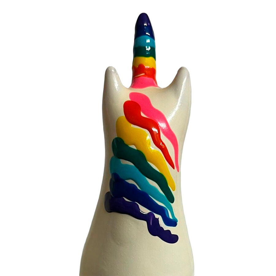 CONDOMERIE - PRESERVATIVO DECORATIVO PINTADO A MANO ARCOÍRIS UNICORNIO