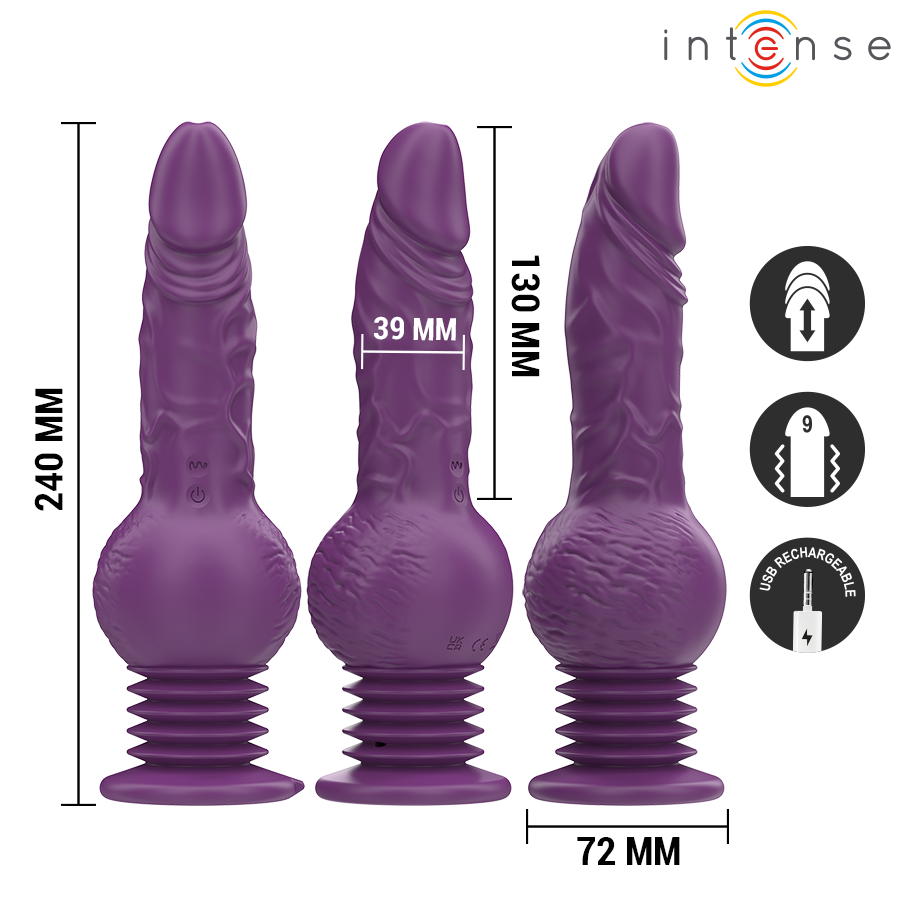 INTENSE - TATUM VIBRADOR MULTIFUNCIÓN CON VIBRACIÓN UP AND DOWN 24 CM MORADO