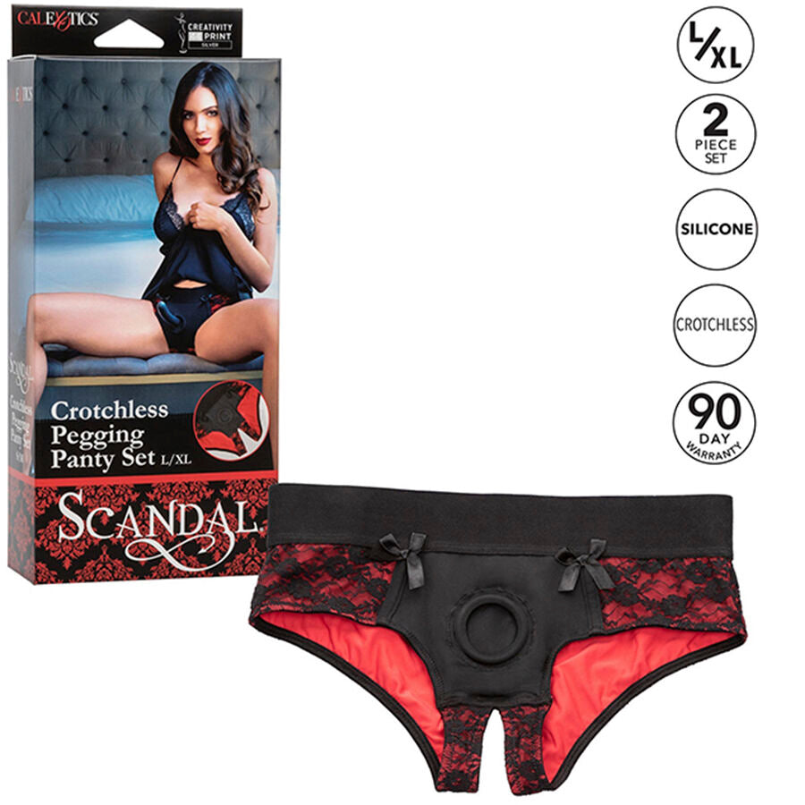 CALEXOTICS - SCANDAL SET DE BRAGUITAS SIN ENTREPIERNAS CON DILDO TALLA S/M