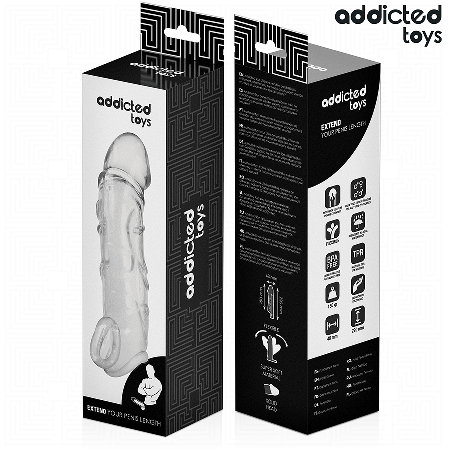 ADDICTED TOYS - EXTENSOR PARA EL PENE TRANSPARENTE 27 CM
