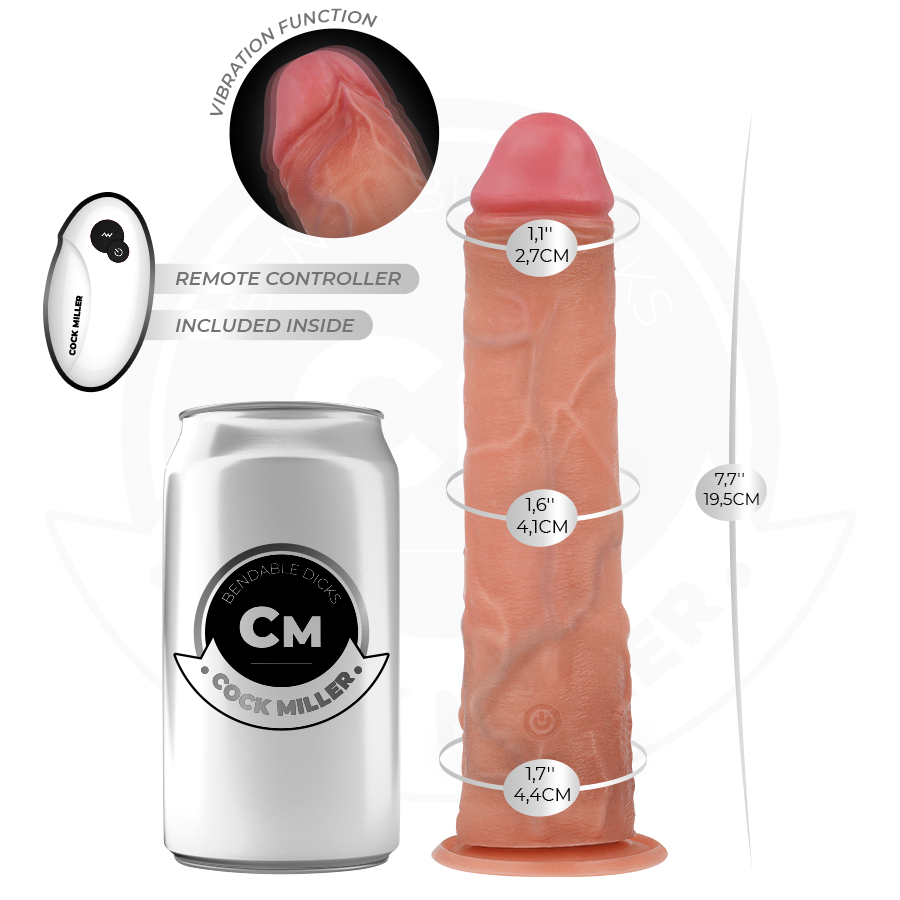 COCK MILLER - DILDO HIPERREALÍSTICO VIBRACIÓN CON CONTROL REMOTO 19,5 CM