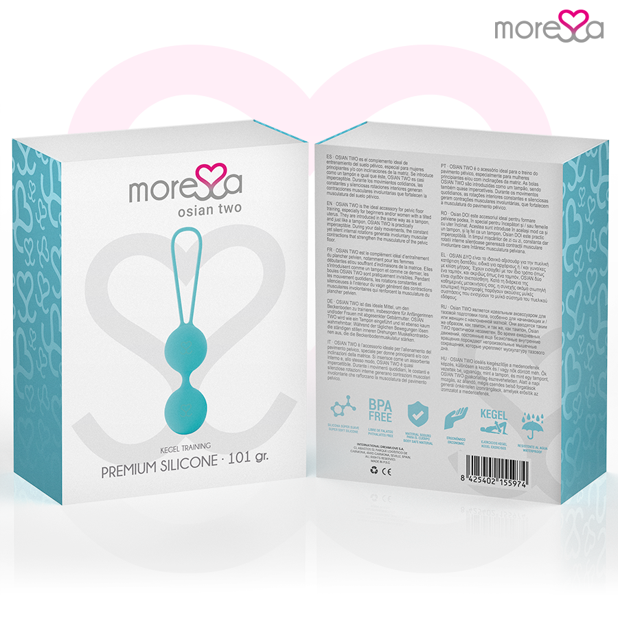 MORESSA - OSIAN TWO ENTRENAMIENTO SUELO PELVICO 101gr PREMIUM SILICONA TURQUESA