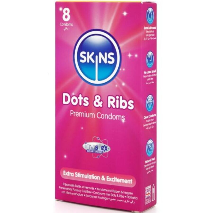 SKINS - DOTS & RIBS PRESERVATIVOS PREMIUM PACK 8
