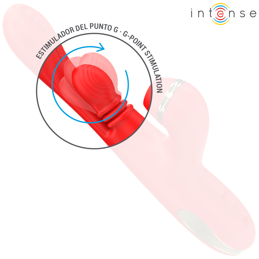 INTENSE - KATY ESTIMULADOR CLÍTORIS MULTIFUNCIÓN 4 CABEZALES INTERCAMBIABLES ROJO