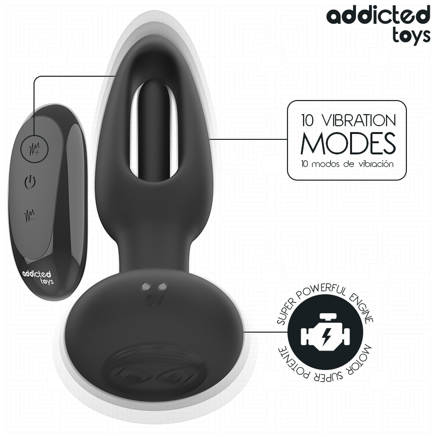 ADDICTED TOYS - PLUG ANAL CON LENGUA VIBRADORA Y CONTROL REMOTO