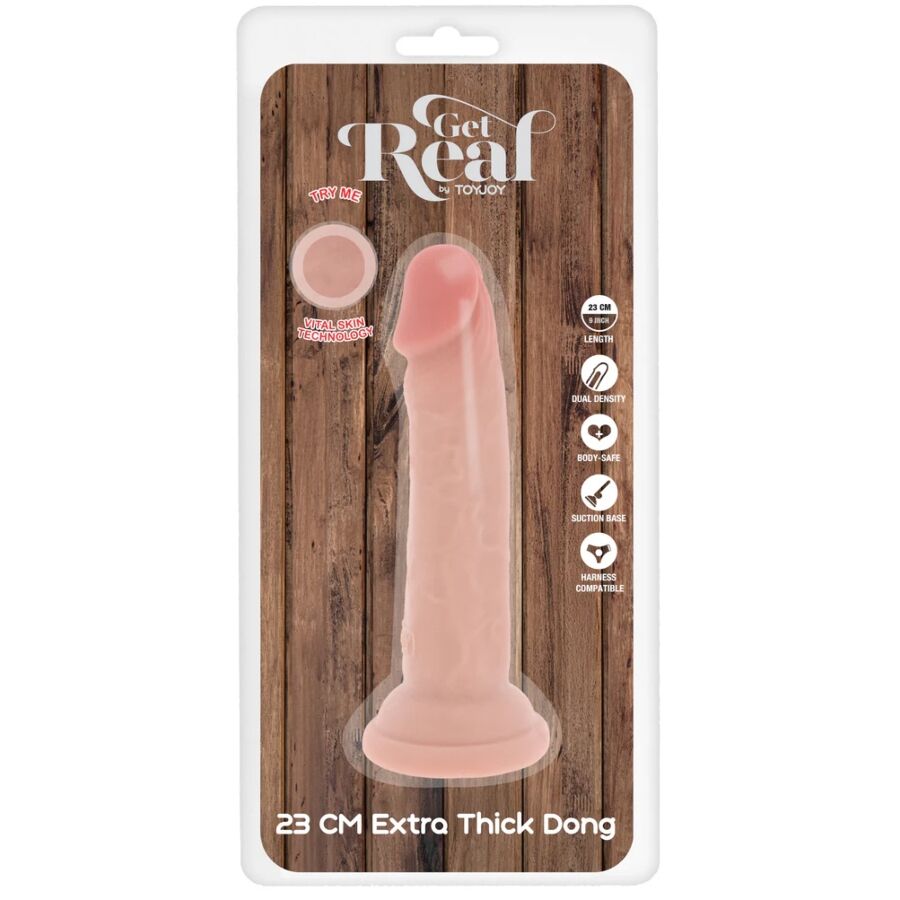 GET REAL - DILDO DELUXE DONG GRUESO DE DOBLE DENSIDAD TPE 23 CM