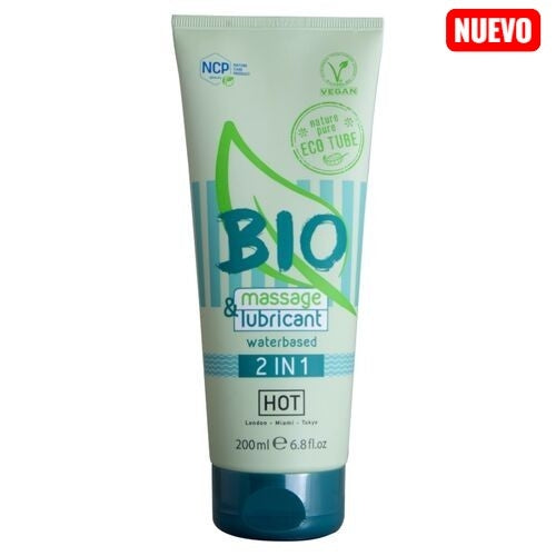 HOT - BIO MASSAGE & LUBRICANTE BASE AGUA 2 EN 1 200 ML