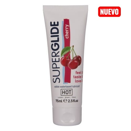 HOT - SUPERGLIDE LUBRICANTE COMESTIBLE BASE AGUA CEREZA 75 ML