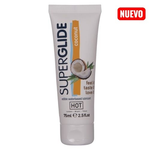 HOT - SUPERGLIDE LUBRICANTE COMESTIBLE BASE AGUA COCO 75 ML