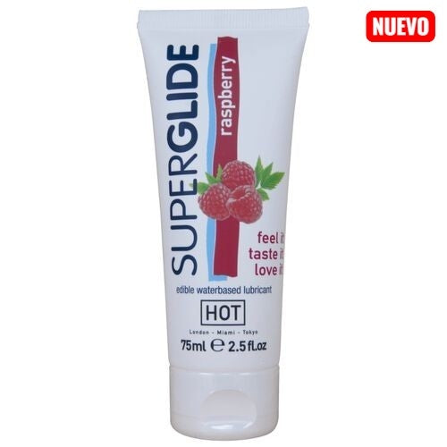 HOT - SUPERGLIDE LUBRICANTE COMESTIBLE BASE AGUA FRAMBUESA 75 ML