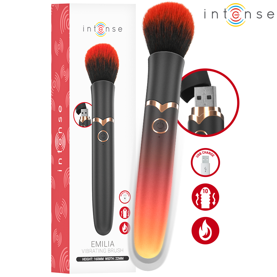 INTENSE - EMILIA VIBRADOR BROCHA CON EFECTO CALOR 16 CM