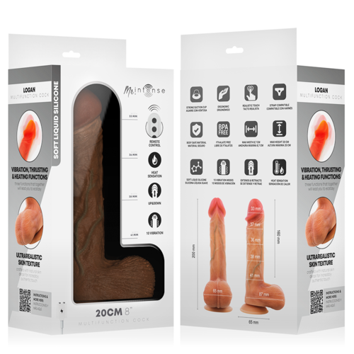 MR INTENSE - LOGAN DILDO VIBRADOR CON EFECTO CALOR Y CONTROL REMOTO 20 CM -Ø- 4.1 CM