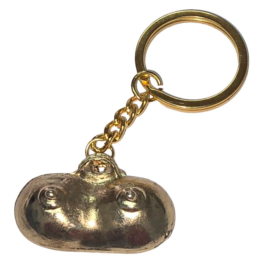 DIABLO PICANTE - LLAVERO METAL TETAS DORADO