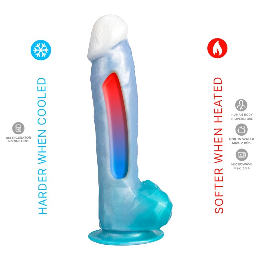 SILEXD - ANGEL DILDO FANTASY SILICONA LIQUIDA TERMOREACTIVO AZUL CELESTE 20.3 CM