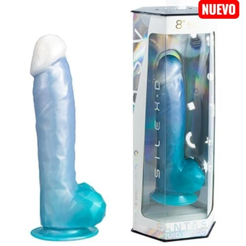 SILEXD - ANGEL DILDO FANTASY SILICONA LIQUIDA TERMOREACTIVO AZUL CELESTE 20.3 CM