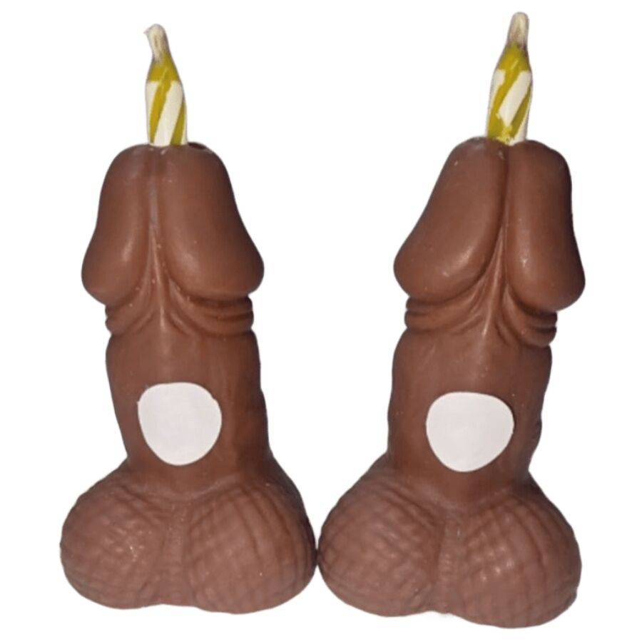 DIABLO PICANTE - PENES TONO OSCURO VELAS NÚMEROS CUMPLEAÑOS 2 UNIDADES