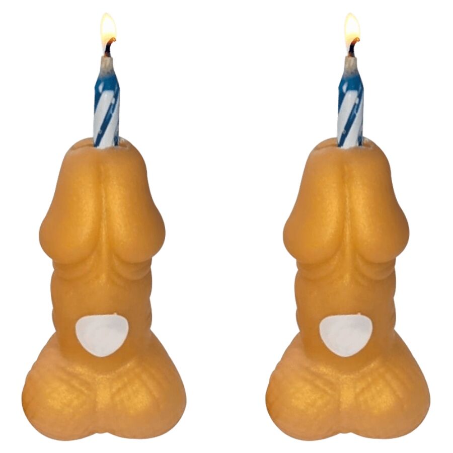 DIABLO PICANTE - PENES DORADO VELAS NÚMEROS CUMPLEAÑOS 2 UNIDADES