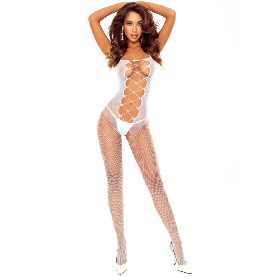 PASSION - BS124 BODYSTOCKING CORDONES BLANCO