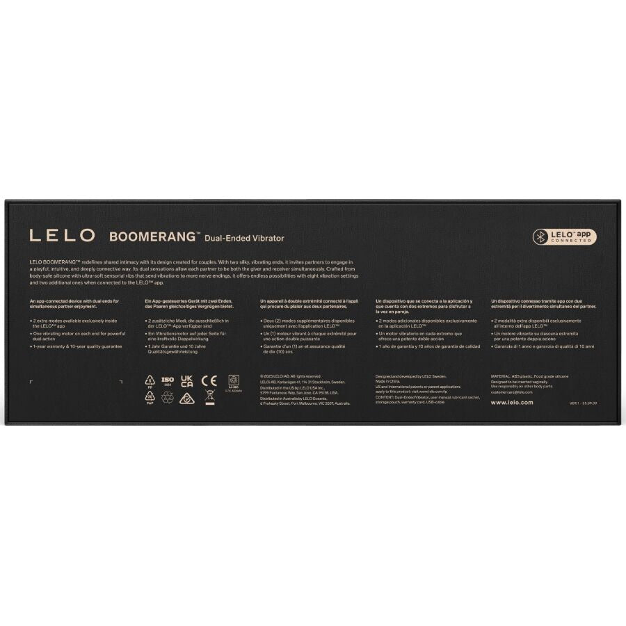 LELO - BOOMERANG VIBRADOR DE DOBLE EXTREMO ROJO CORAL