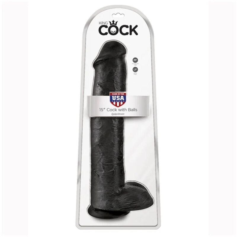KING COCK - DILDO REALISTA CON TESTÍCULOS 38 CM COLOR NEGRO