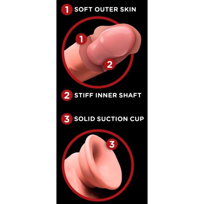 KING COCK PLUS - DILDO REALISTA TRIPLE DENSIDAD CON TESTÍCULOS OSCILANTES 23 CM COLOR NATURAL