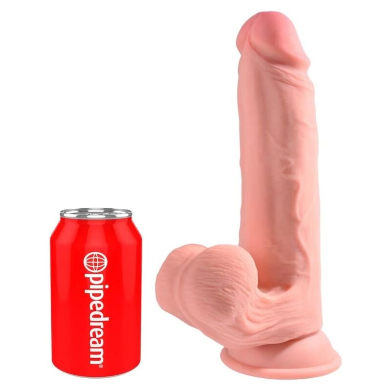 KING COCK PLUS - DILDO REALISTA TRIPLE DENSIDAD CON TESTÍCULOS OSCILANTES 23 CM COLOR NATURAL